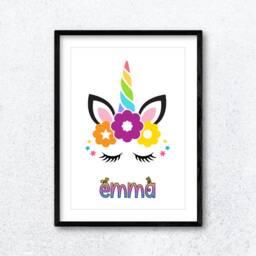 Personalised Any Name Unicorn Eyelashes Wall Art Poster Print. Choose From 5 Designs. Lovely Gift Idea. Girls Bedroom, Nursery. Rainbow - thumbnail 3