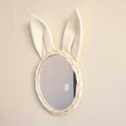 Rabbit Mirror in Rattan With Leopard Print Decoration For Children's & Baby's Room - thumbnail 2