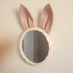 Rabbit Mirror in Rattan With Leopard Print Decoration For Children's & Baby's Room - thumbnail 3