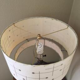 Mid Century Vintage Style 2 Tier Fiberglass Lamp Shade Modern Atomic Retro Ivory/Gold - thumbnail 2