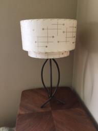 Mid Century Vintage Style 2 Tier Fiberglass Lamp Shade Modern Atomic Retro Ivory/Gold - thumbnail 3