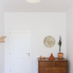 Large Vintage Pendant Lampmid Century Modern Hanging Light70S Ceiling Light Fixturerewiredretro Glass Lampshadevanillabrassbell Shape - thumbnail 3