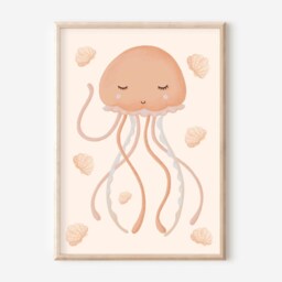 Ocean Themed Prints For A Nursery, Little Girls Room Or Playroom. The World Is Your Oyster, Jellyfish & Starfish Art. - Prints Only - thumbnail 2