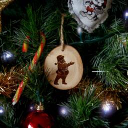 Engraved Holly Wood Christmas Tree Decoration Personalized Xmas Ornament - thumbnail 3