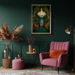 Zebra Chandelier Wall Art - Maximalist Jungle Luxe Print Dark Glam Botanical Decor Eclectic Statement Artwork Moody Exotic Aesthetic - thumbnail 2