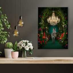 Zebra Chandelier Wall Art - Maximalist Jungle Luxe Print Dark Glam Botanical Decor Eclectic Statement Artwork Moody Exotic Aesthetic - thumbnail 3