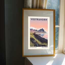 Vestrahorn Iceland Art Print Peach & Blue Landscape - thumbnail 3