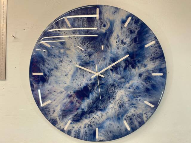 50cm Large Navy Blue Grey & White Modern Resin Wall Clock, Unusual Abstract Clock - image 1