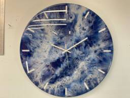 50cm Large Navy Blue Grey & White Modern Resin Wall Clock, Unusual Abstract Clock