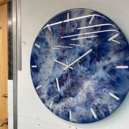 50cm Large Navy Blue Grey & White Modern Resin Wall Clock, Unusual Abstract Clock - thumbnail 3