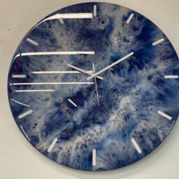 50cm Large Navy Blue Grey & White Modern Resin Wall Clock, Unusual Abstract Clock - thumbnail 4
