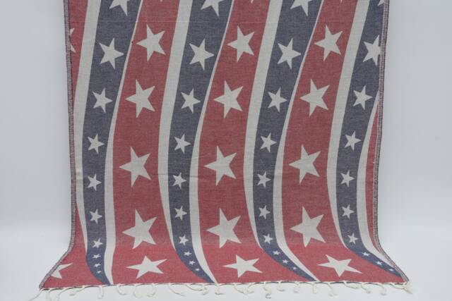 American Flag Towel, Double Face Towel, Turkish Bath Towel, Blue & Red Towel, Beach Towel, Flag Towel, Peshtemal Towel, K2-Usa - image 1
