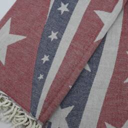 American Flag Towel, Double Face Towel, Turkish Bath Towel, Blue & Red Towel, Beach Towel, Flag Towel, Peshtemal Towel, K2-Usa - thumbnail 3