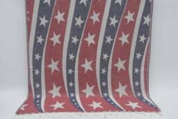 American Flag Towel, Double Face Towel, Turkish Bath Towel, Blue & Red Towel, Beach Towel, Flag Towel, Peshtemal Towel, K2-Usa