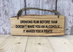 Drinking Rum Wall Hanging Hilarious Wood Sign Beach Hut Summer Seaside Nautical Plaque Indoor D??cor - thumbnail 1