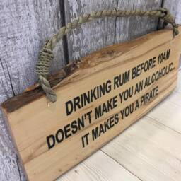 Drinking Rum Wall Hanging Hilarious Wood Sign Beach Hut Summer Seaside Nautical Plaque Indoor D??cor - thumbnail 3