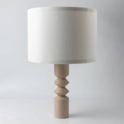 Table Lamp Rodos Gray - Wood Bedside Wooden Beech Base Decorative Lampshade - thumbnail 1