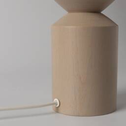 Table Lamp Rodos Gray - Wood Bedside Wooden Beech Base Decorative Lampshade - thumbnail 3