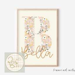Personalised Ditsy Flower Initial & Name Print. Perfect For A Girls Room, Nursery Or Playroom - Unframed - thumbnail 2