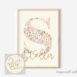 Personalised Ditsy Flower Initial & Name Print. Perfect For A Girls Room, Nursery Or Playroom - Unframed - thumbnail 3