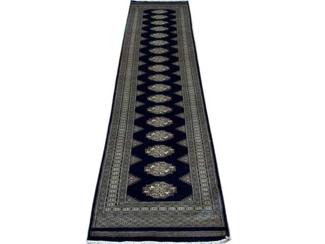 2.6x10 Navy Blue Bokhara Rug - Runner Hallway Luxury Long Fine Quality Green Afghan - image 1