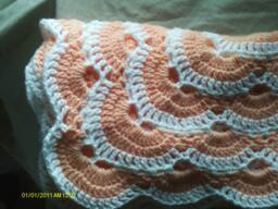 Handmade Baby Blanket Orange & White