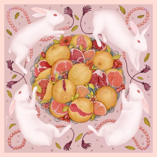 "Rabbits & Pomegranate Limited Edition Fine Art Signed Unframed Print 20""x20" - image 1