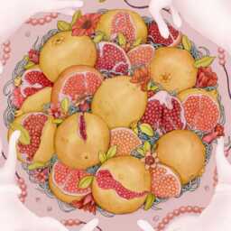 "Rabbits & Pomegranate Limited Edition Fine Art Signed Unframed Print 20""x20" - thumbnail 3