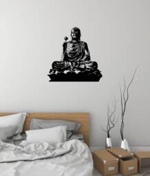 Sitting Buddha Vinyl Wall Decal Buddhism Lotus Yoga Meditation Room Stickers Mural - #2959Di - thumbnail 1