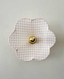 Fixed Wall Light in Pink & White Gingham Linen - Portable Version - Plug-In On Request