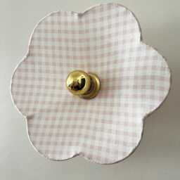 Fixed Wall Light in Pink & White Gingham Linen - Portable Version - Plug-In On Request - thumbnail 2