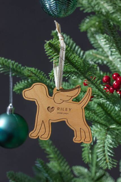 Dog Memorial Personalized Ornament [Pet Memorial, Sympathy Gift, Pet Loss in Loving Memory, Of Dog, Wood Christmas Ornament] - image 1