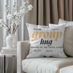 Custom Group Hug Pillow Cover, Personalized Polyester Text/Logo - 16x16