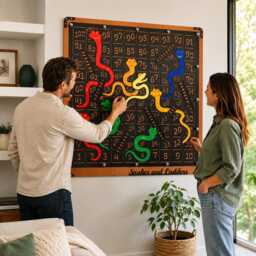 xxl Snakes & Ladders Metal Wall Art Game Gameroom Decor - thumbnail 1