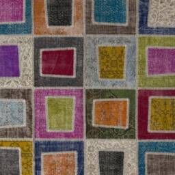 Multicolor Handmade Turkish Patchwork Rug, Square & Polygon Shapes - thumbnail 4