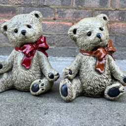 Pair Teddy Bear Statue Concrete Figurine Handmade Animal Art Outdoor Garden Decoration Childhood Ornaments Stone Home Sculpture Gift - thumbnail 4