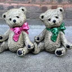 Pair Teddy Bear Statue Concrete Figurine Handmade Animal Art Outdoor Garden Decoration Childhood Ornaments Stone Home Sculpture Gift - thumbnail 3