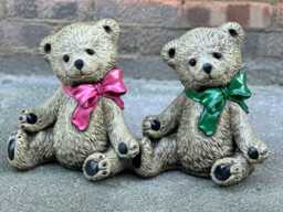 Pair Teddy Bear Statue Concrete Figurine Handmade Animal Art Outdoor Garden Decoration Childhood Ornaments Stone Home Sculpture Gift