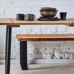 Solid Oak Wood Bench/Natural Live Edge With Runners - thumbnail 3