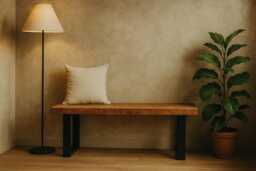 Solid Oak Wood Bench/Natural Live Edge With Runners - thumbnail 1