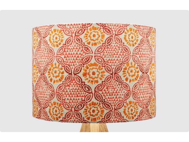 Indian Orange Red Lampshade Table Floor Lamp/Ceiling Pendant Small Medium Large 15cm 20cm 25cm 30cm 35cm 40cm Fabric Drum Light Shade - image 1