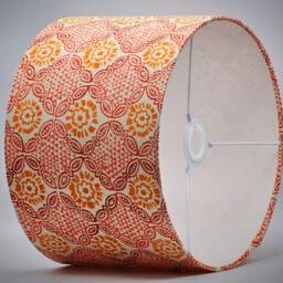 Indian Orange Red Lampshade Table Floor Lamp/Ceiling Pendant Small Medium Large 15cm 20cm 25cm 30cm 35cm 40cm Fabric Drum Light Shade - thumbnail 3