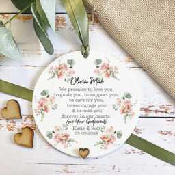 Personalised Godchild Christening Keepsake Pink Floral Acrylic Gift - thumbnail 3