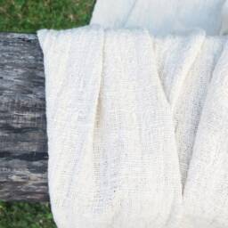 Handmade Organic Cotton Queen Blanket & Cushion Set, Ivory Decor - thumbnail 4