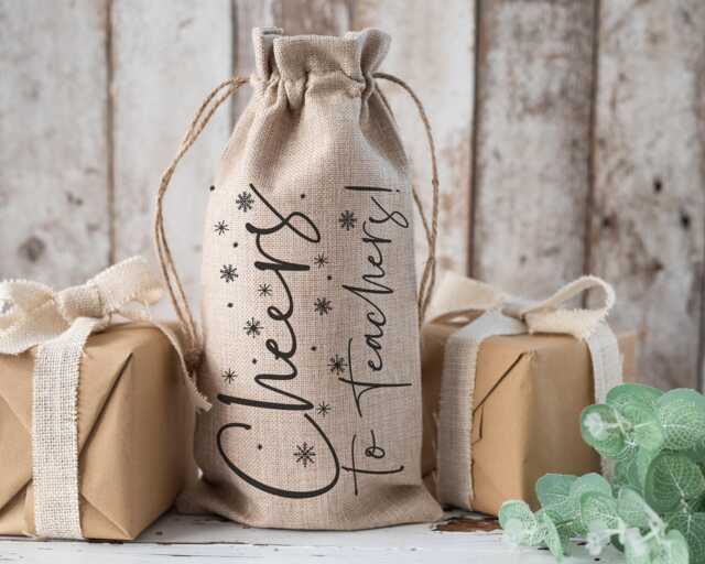 Teacher Bottle Bag, Gift End Of Term Gift, Best Teacher, Teaching Assistant, Thank You Wine Bag - image 1