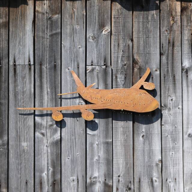 Rusty Metal Boeing 747 Wall Art, Aviation Decor