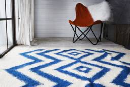 Hand Hooked Wool Rug Scandinavian Geometric Design 125x160cm - thumbnail 1