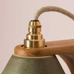 Green Right-Angle Element Wall Light in Ceramic & Oak - thumbnail 3