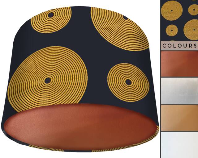 Boho Lampshade Black & Yellow African Wax Fabric, Bohemian Decor - image 1