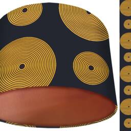 Boho Lampshade Black & Yellow African Wax Fabric, Bohemian Decor - thumbnail 2